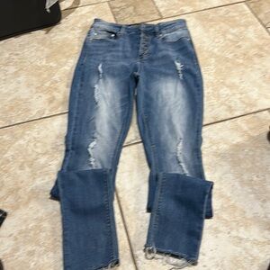 Lot of 2 gently used destructed skinny jeans. Both SZ 9 & sold together $22